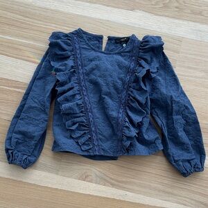 Aqua Girl’s Dusty Blue Ruffle Eyelet Top